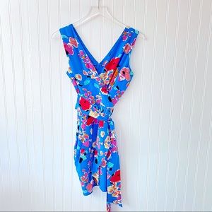 Yumi Kim Silk Blue Floral Wrap Dress XS